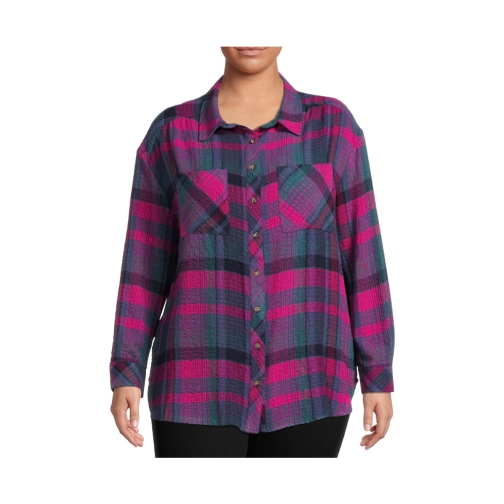 Terra and sky plaid shirt 2x